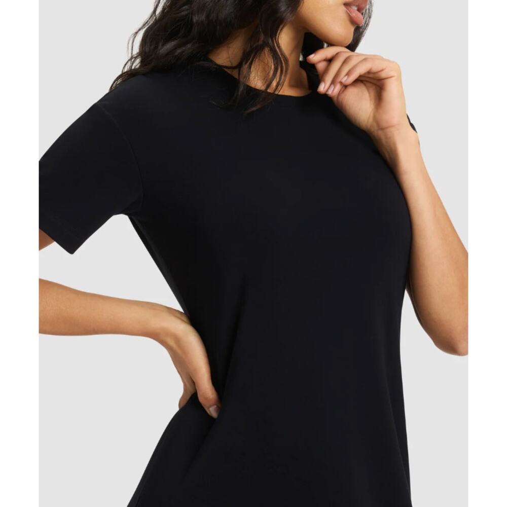 New Cozy Earth Women's Brushed Bamboo Midi Dress Medium Black - Picture 5 of 7